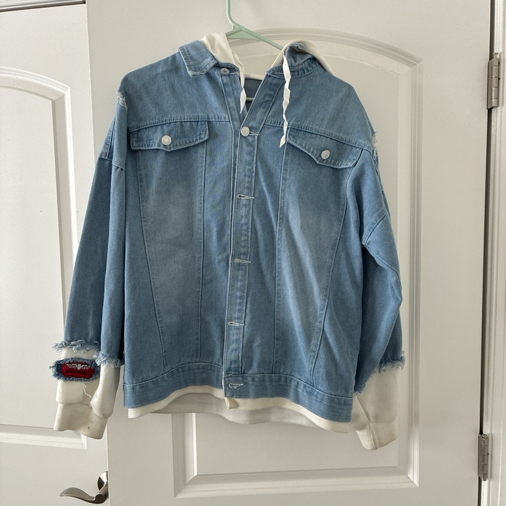 Men's Blue Denim Hooded Jacket